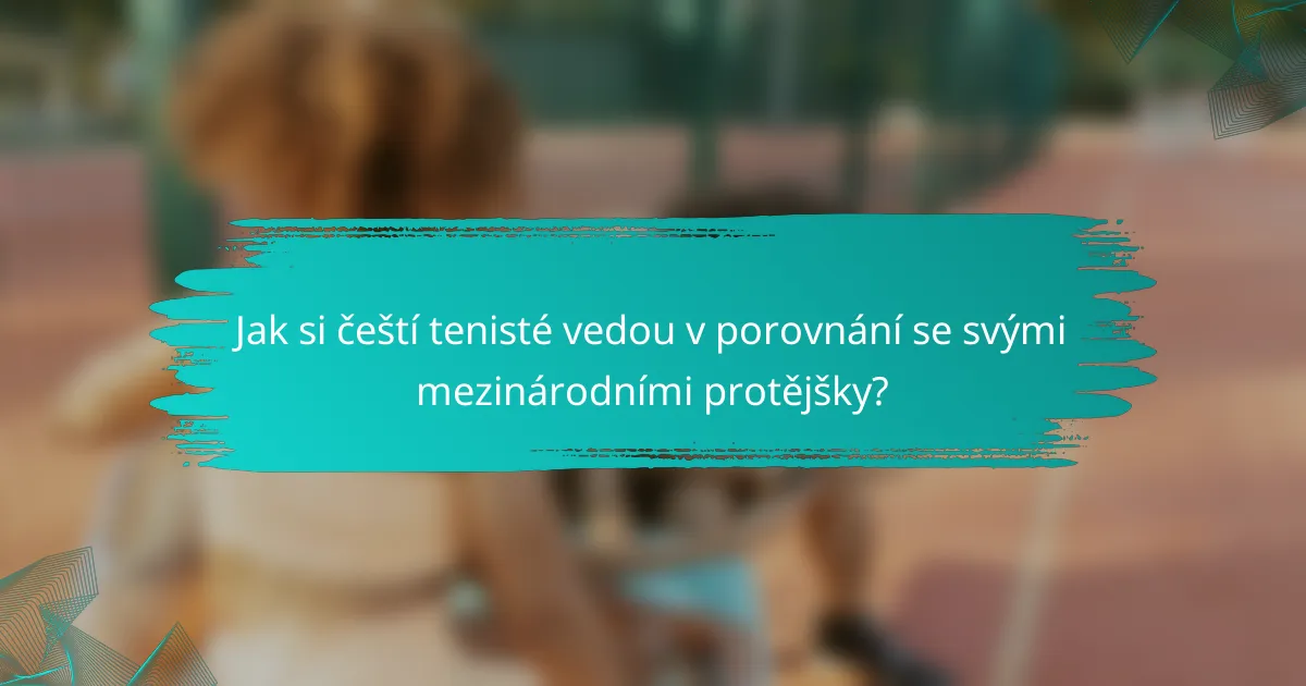 Jak si čeští tenisté vedou v porovnání se svými mezinárodními protějšky?